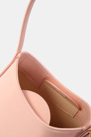 Pink POELLE Bell mini bag with top handle, featuring a compact design and sleek style, perfect for everyday use.