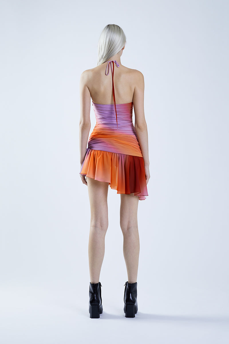 BETTA DRAPED MINI DRESS IN HALF MOON RED - CULT MIA