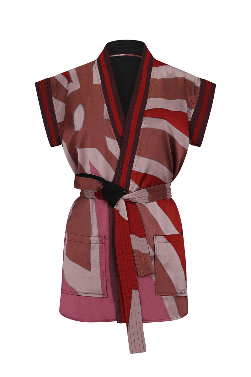 BIG RAY BRONZE REVERSIBLE KIMONO IN MAUVE - CULT MIA
