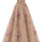 Beige BIJOU gown by Nihan Peker featuring elegant fabric and sophisticated design, perfect for formal occasions.
