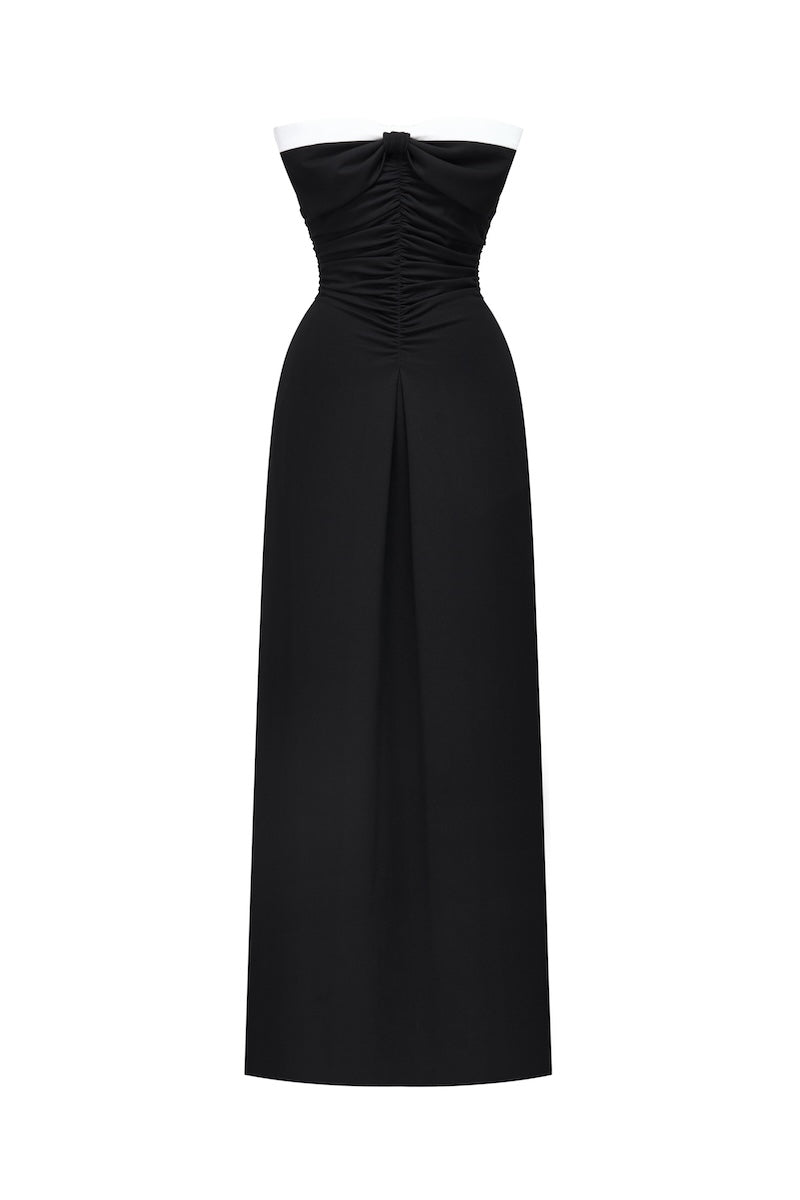 BLACK BOW RUCHED MIDI DRESS - CULT MIA