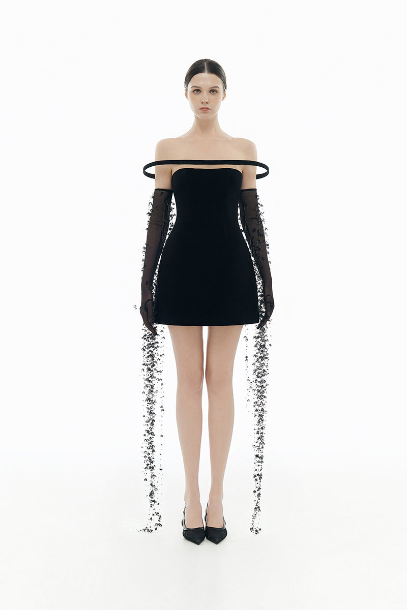 BLACK FLOWERS GLOVES - CULT MIA