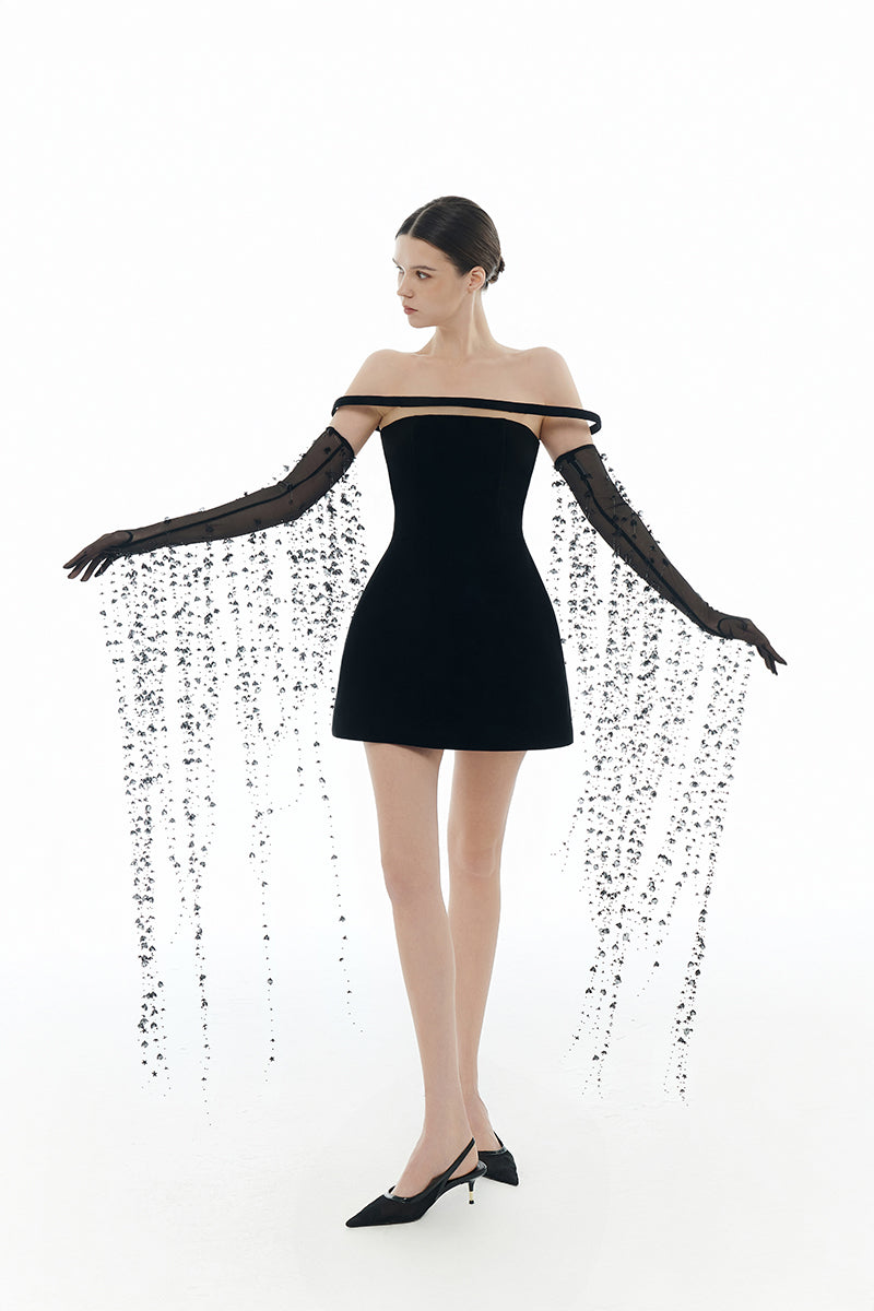 BLACK FLOWERS GLOVES - CULT MIA