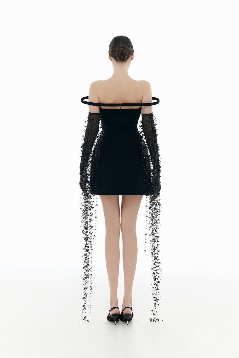 BLACK FLOWERS GLOVES - CULT MIA