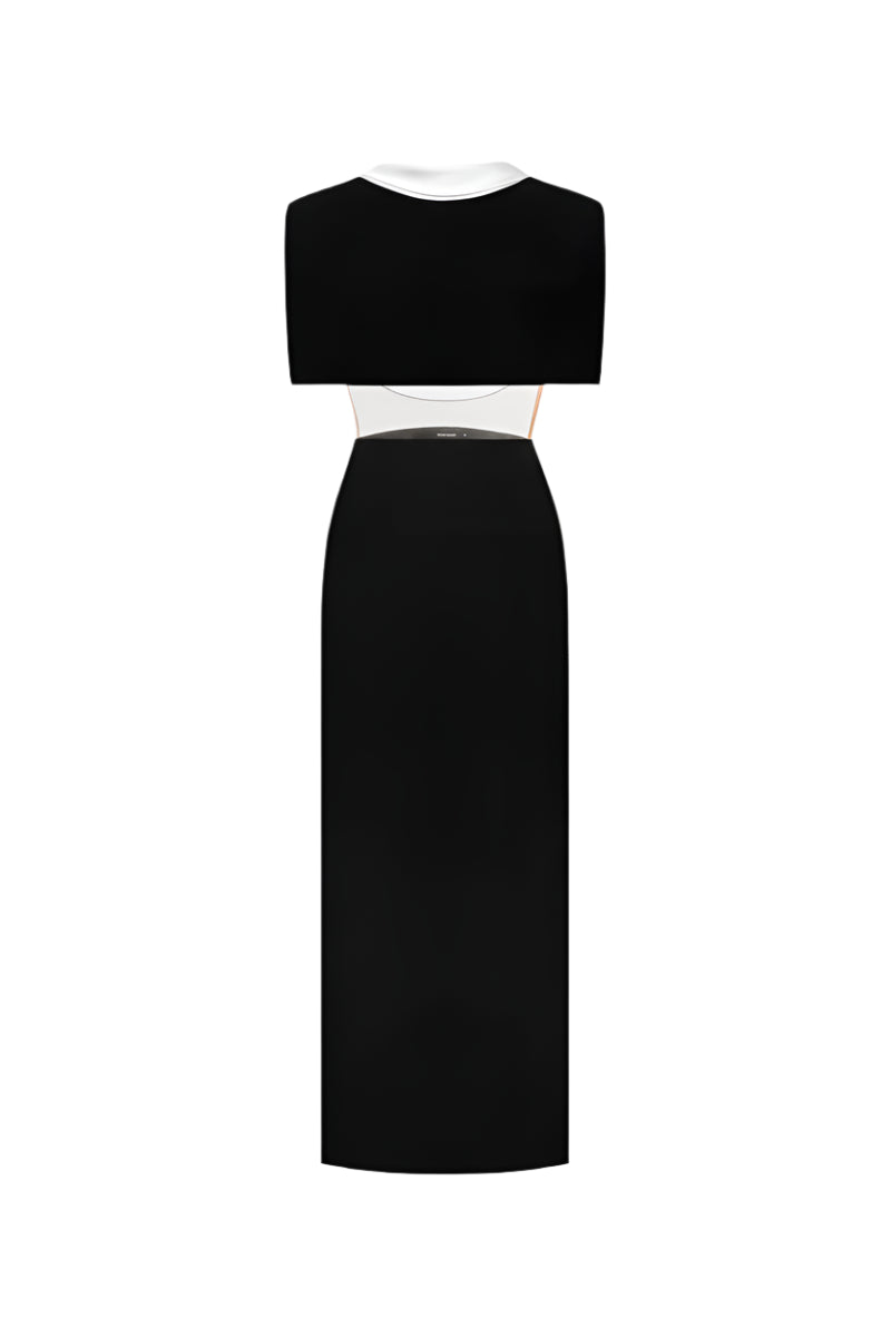 BLACK OPEN-BACK CAPE DRESS - CULT MIA