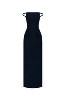 Black pearl beaded maxi dress from Montsand featuring intricate beadwork and a flowing silhouette.