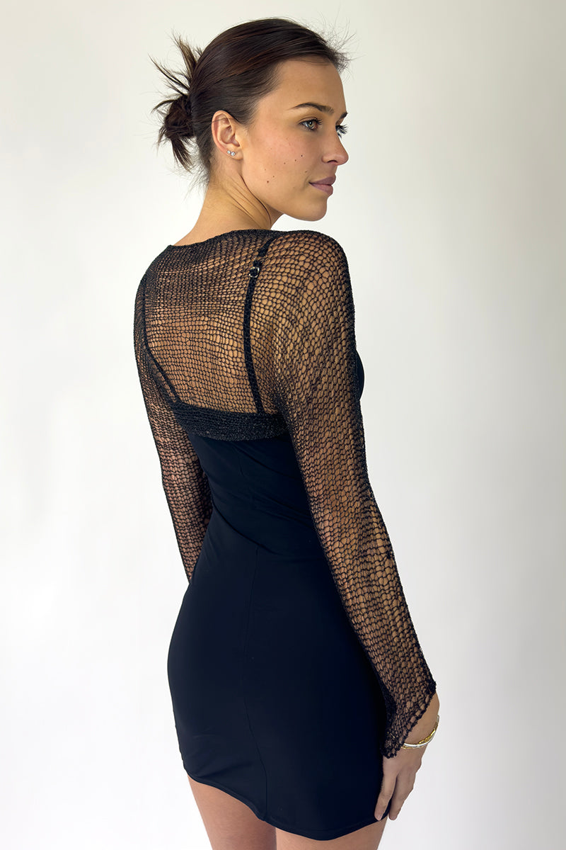 BLACK CHAIN BOLERO SHRUG - CULT MIA