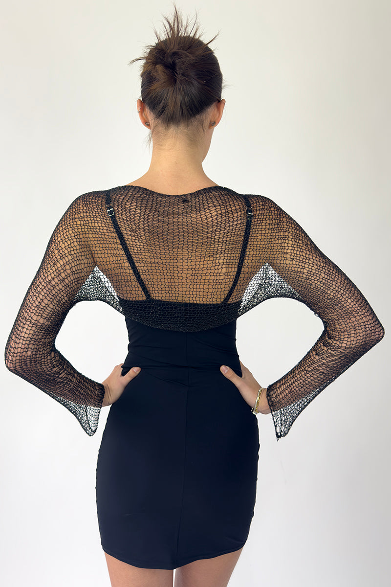 BLACK CHAIN BOLERO SHRUG - CULT MIA