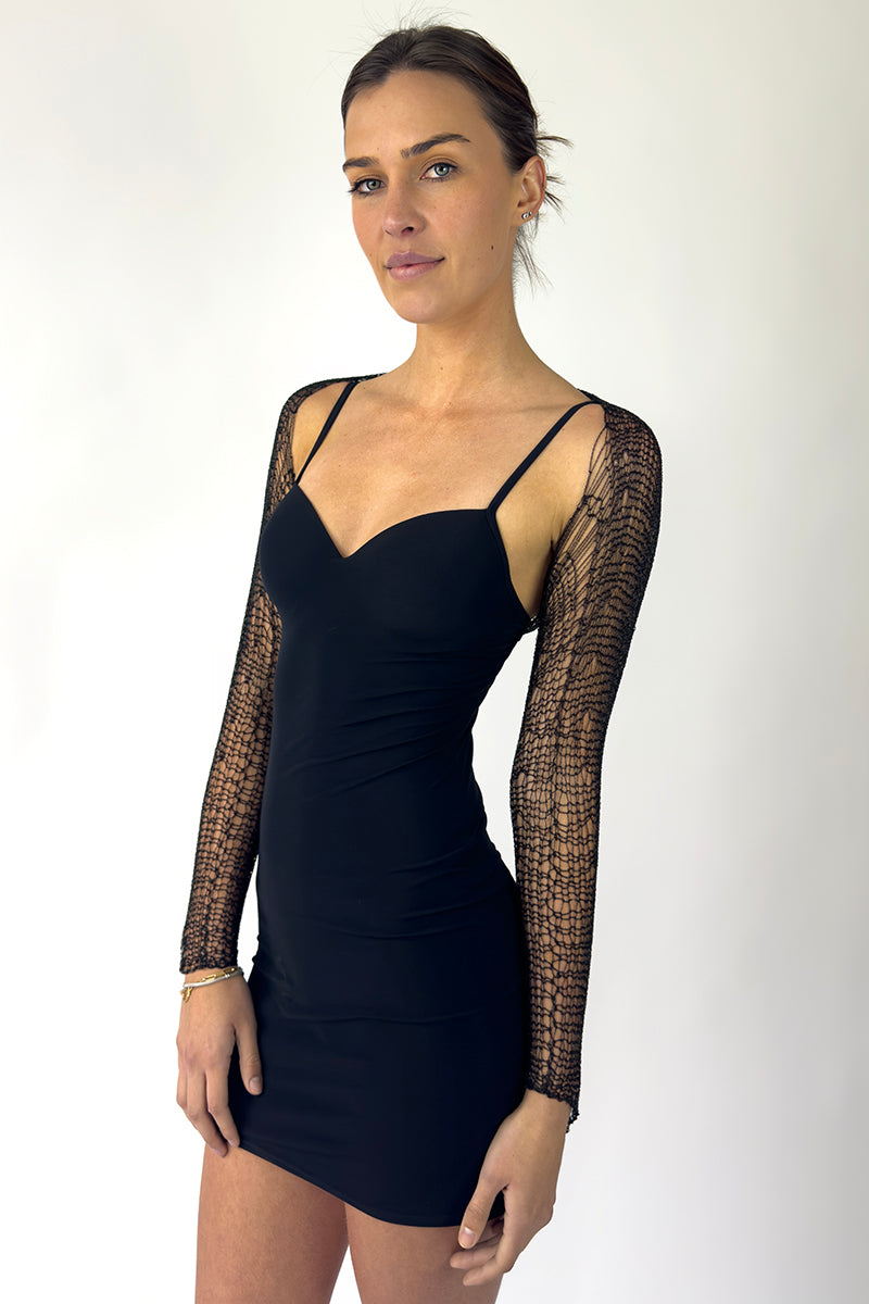 BLACK CHAIN BOLERO SHRUG - CULT MIA