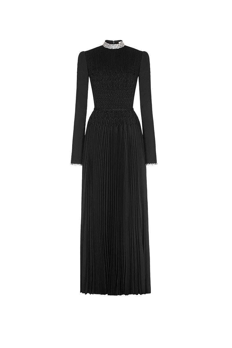 BLACK SMOCKED DRESS - CULT MIA