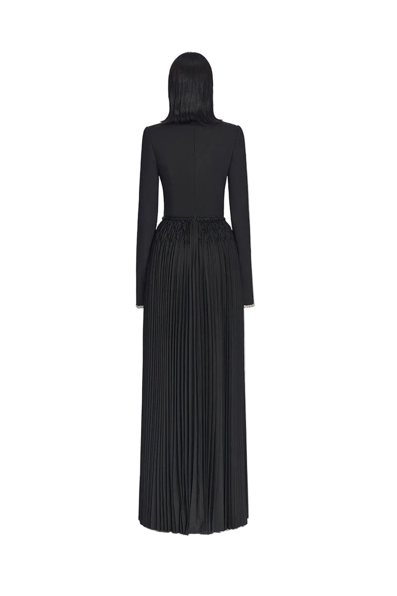 BLACK SMOCKED DRESS
