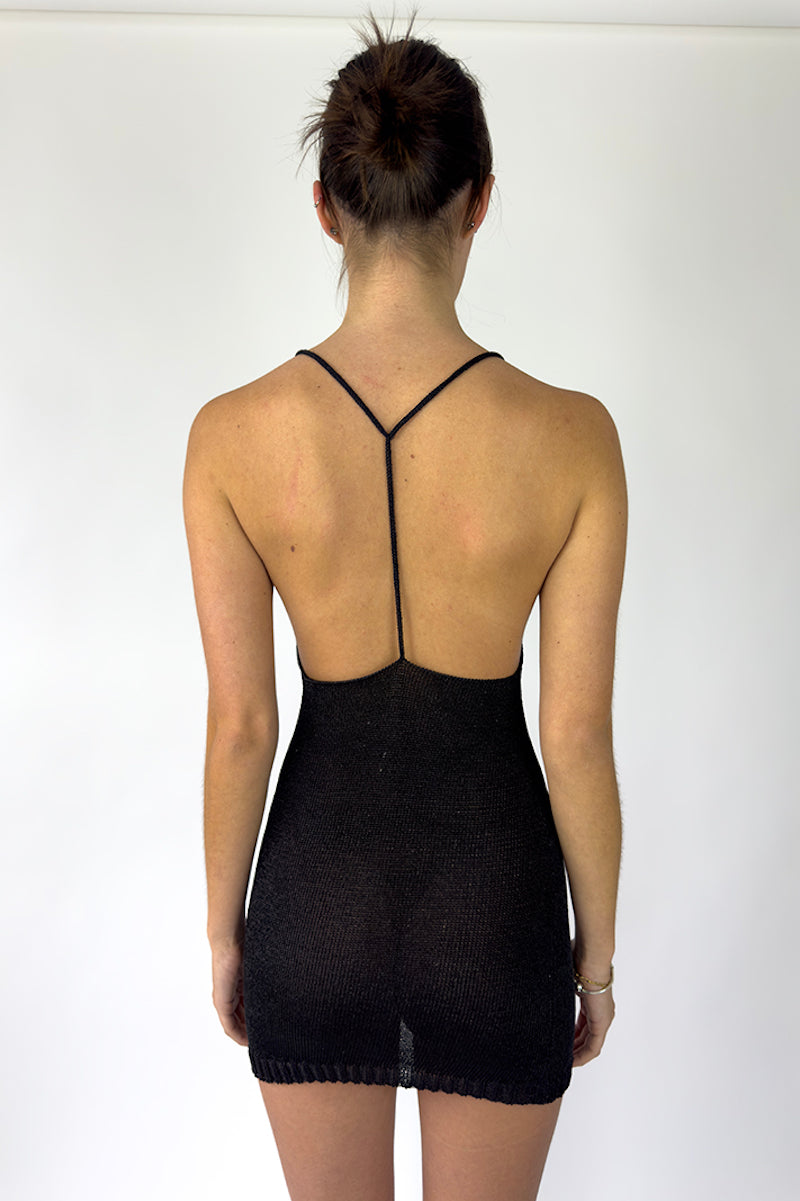 BLACK SPARKLY KNIT MINI DRESS - CULT MIA