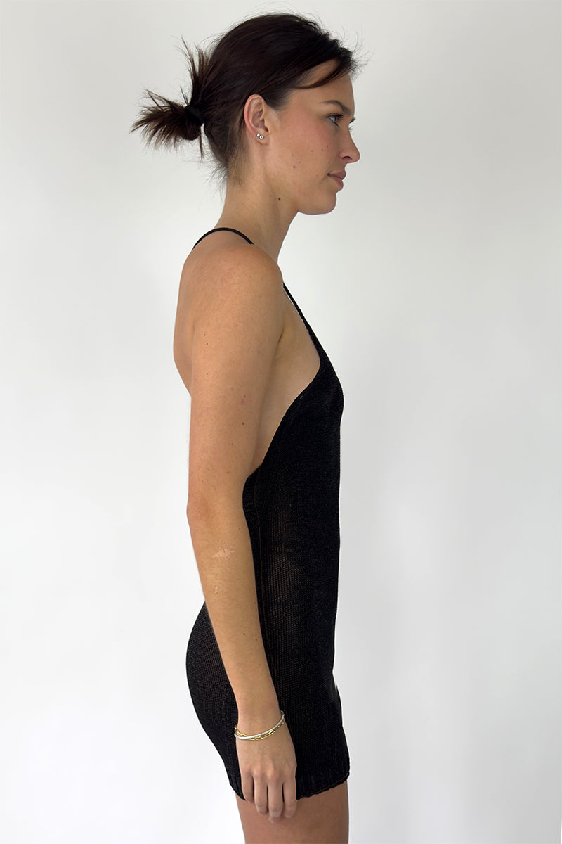 BLACK SPARKLY KNIT MINI DRESS - CULT MIA