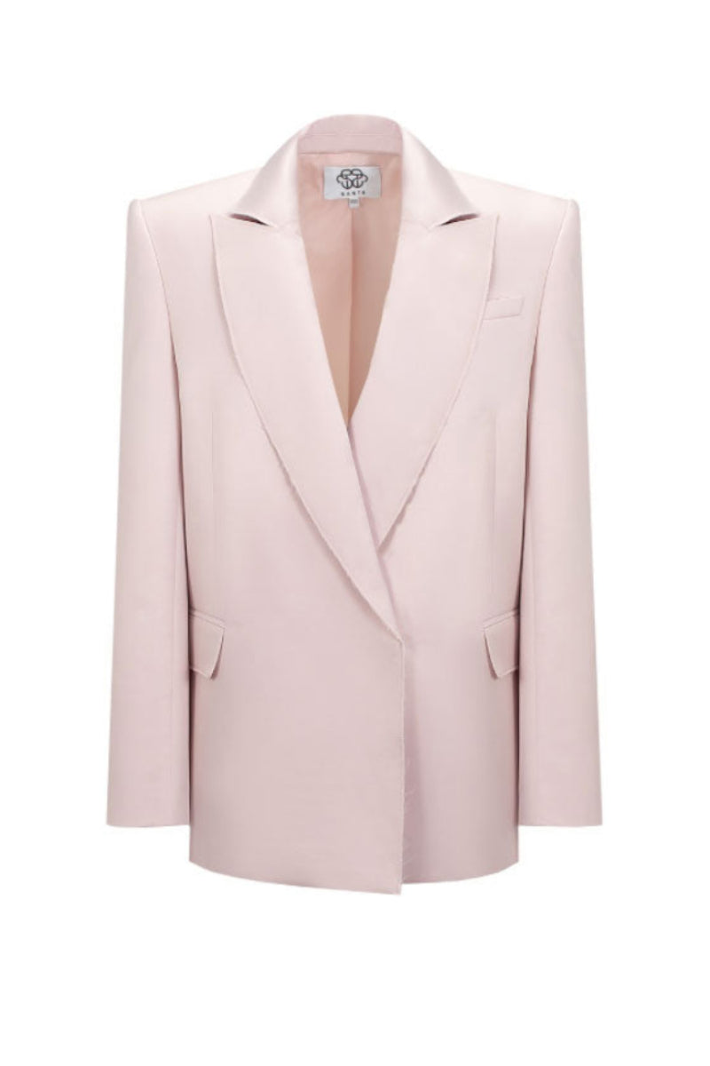 Blush tailored blazer by Santa Brands featuring a fitted design and classic lapels, perfect for professional or smart casual outfits.