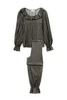 Black Blooming Women's Pajama Set by MANITO featuring a comfortable, stylish sleepwear design with floral accents.
