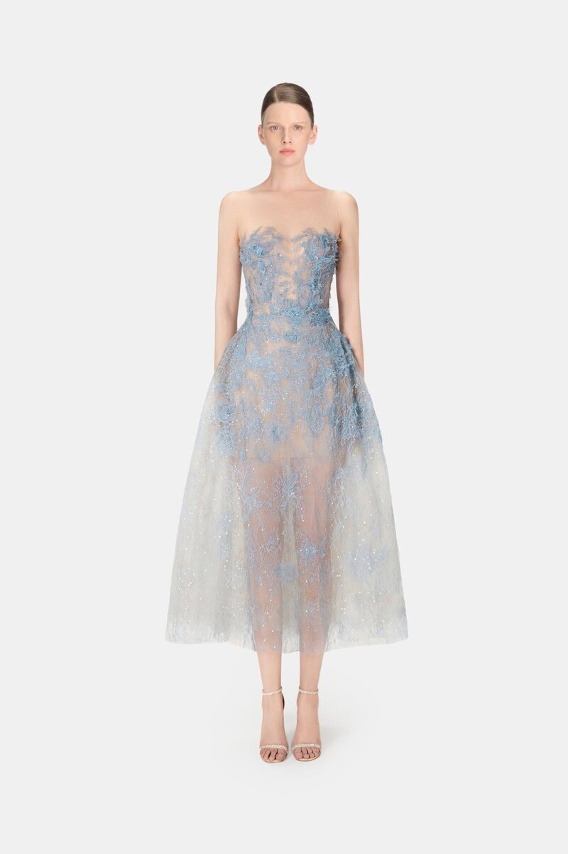 BLUE BEADED LACE DRESS