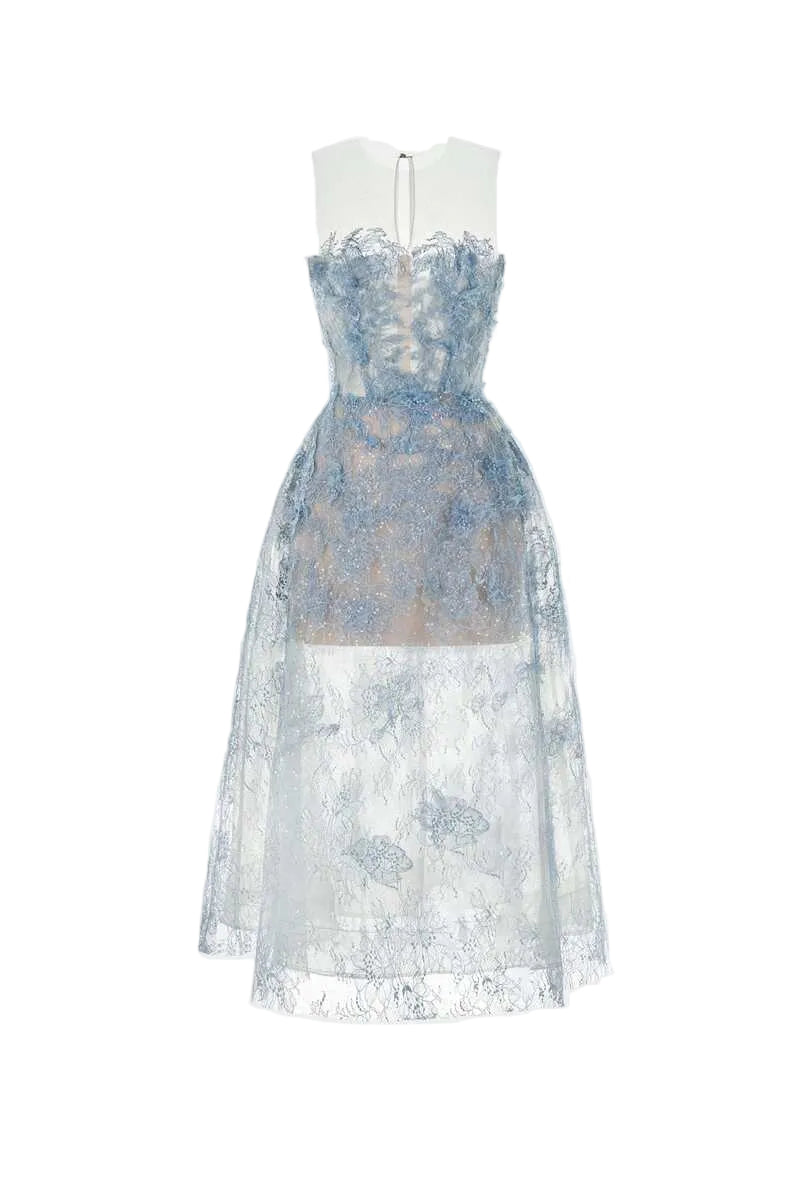 BLUE BEADED LACE DRESS