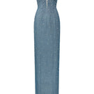 Blue Margaux glitter elastic gown by 21Six featuring a fitted silhouette and shimmering fabric, perfect for elegant occasions.