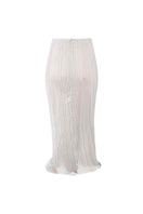 Blue YASSMIN SALEH Drift midi skirt with ghost back design, flowing fabric, and stylish silhouette for a modern look.