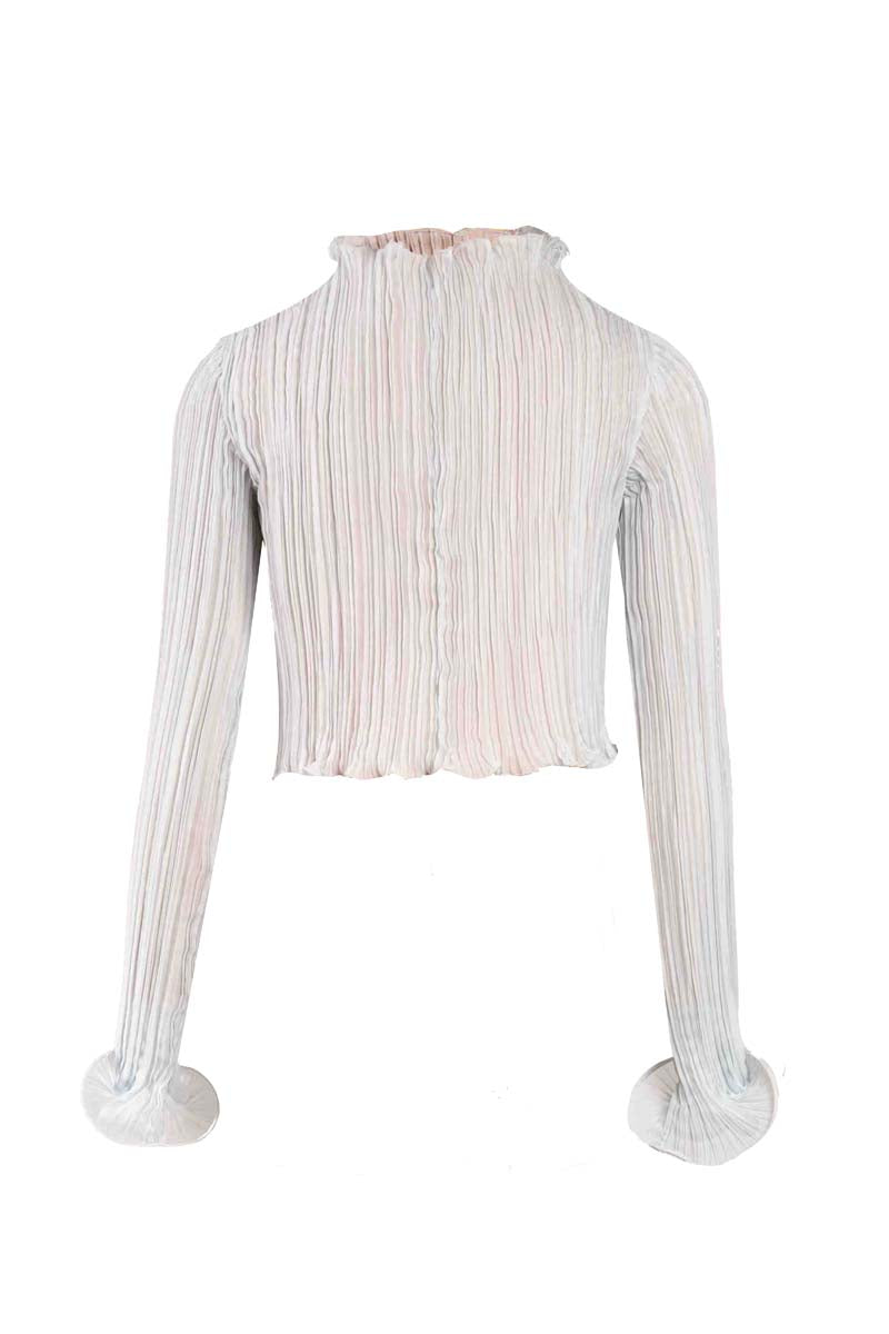 Blue YASSMIN SALEH Drift Top with ghost back design, casual tops for women, stylish and comfortable for everyday wear.