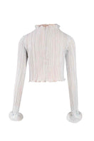 Blue Drift Top by Yassmin Saleh, stylish women's casual tops with ghost back design, shown in vibrant blue color.