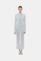 Blue long sleeves top by Montsand, made from soft fabric, featuring a fitted design and round neckline.