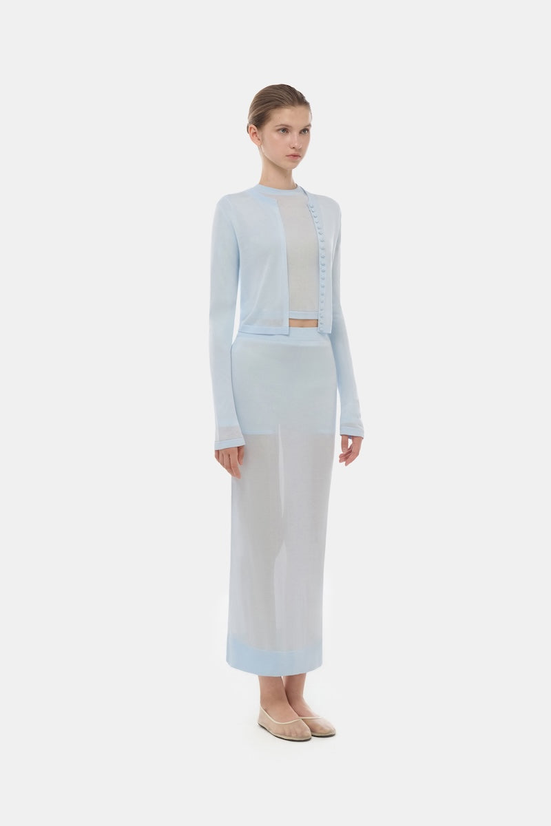 Blue long-sleeves top from Montsand, featuring a fitted design and soft fabric, perfect for casual or office wear.