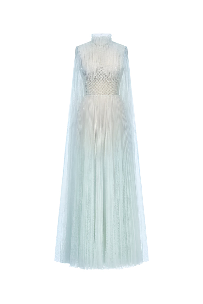 BLUE SMOCKED LACE MAXI DRESS - CULT MIA