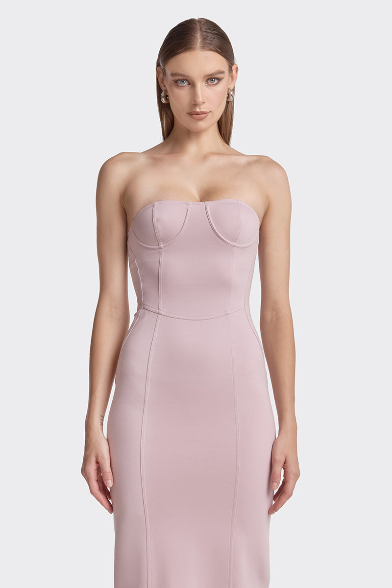 BODYCON DUSTY PINK MAXI DRESS - CULT MIA