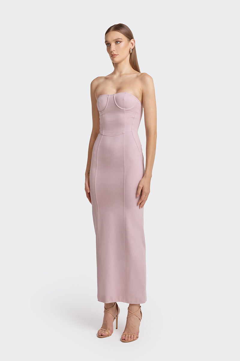 BODYCON DUSTY PINK MAXI DRESS - CULT MIA