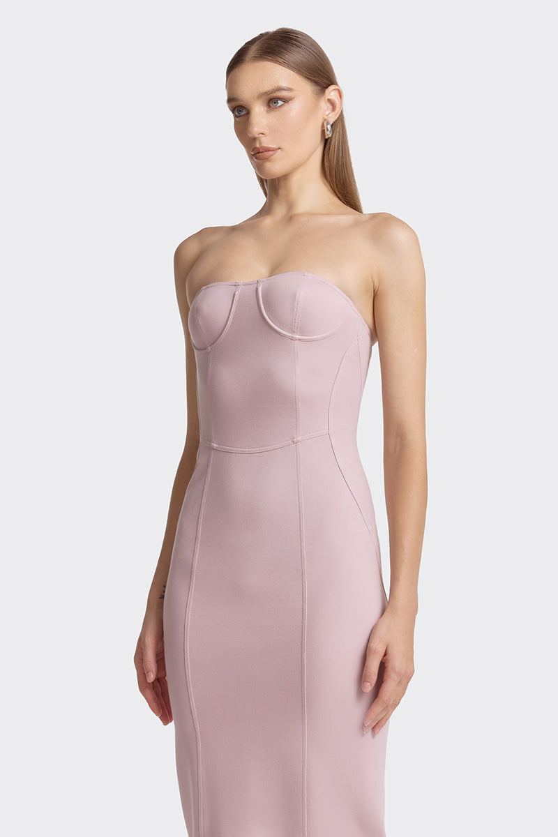 BODYCON DUSTY PINK MAXI DRESS - CULT MIA