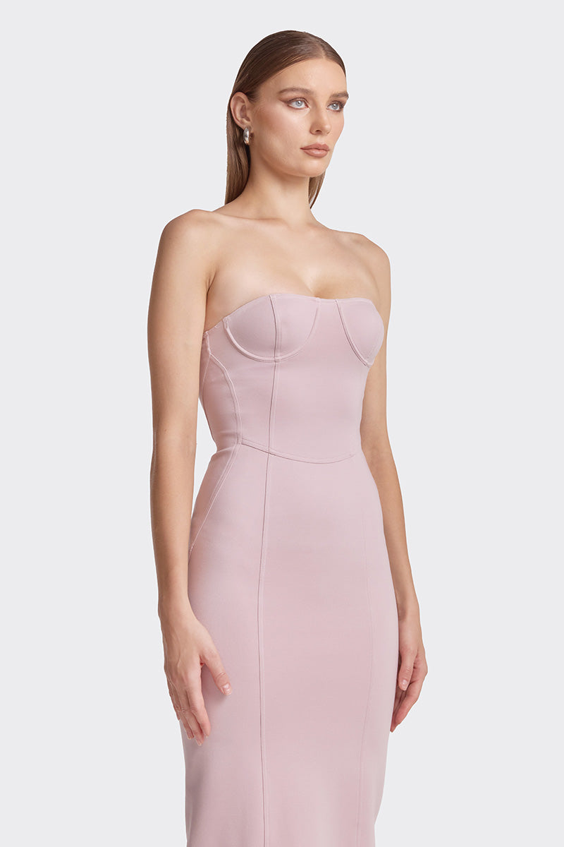 BODYCON DUSTY PINK MAXI DRESS - CULT MIA
