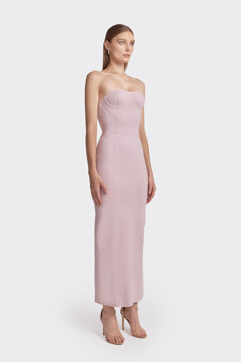 BODYCON DUSTY PINK MAXI DRESS - CULT MIA