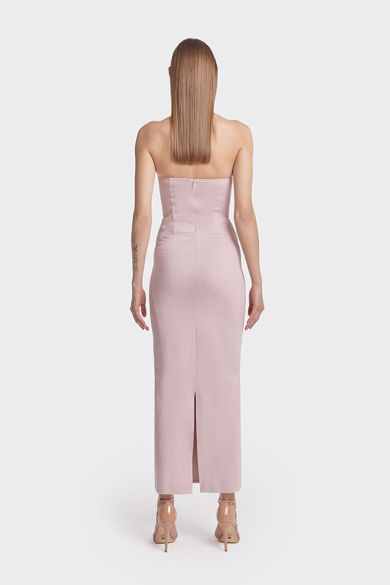 BODYCON DUSTY PINK MAXI DRESS - CULT MIA