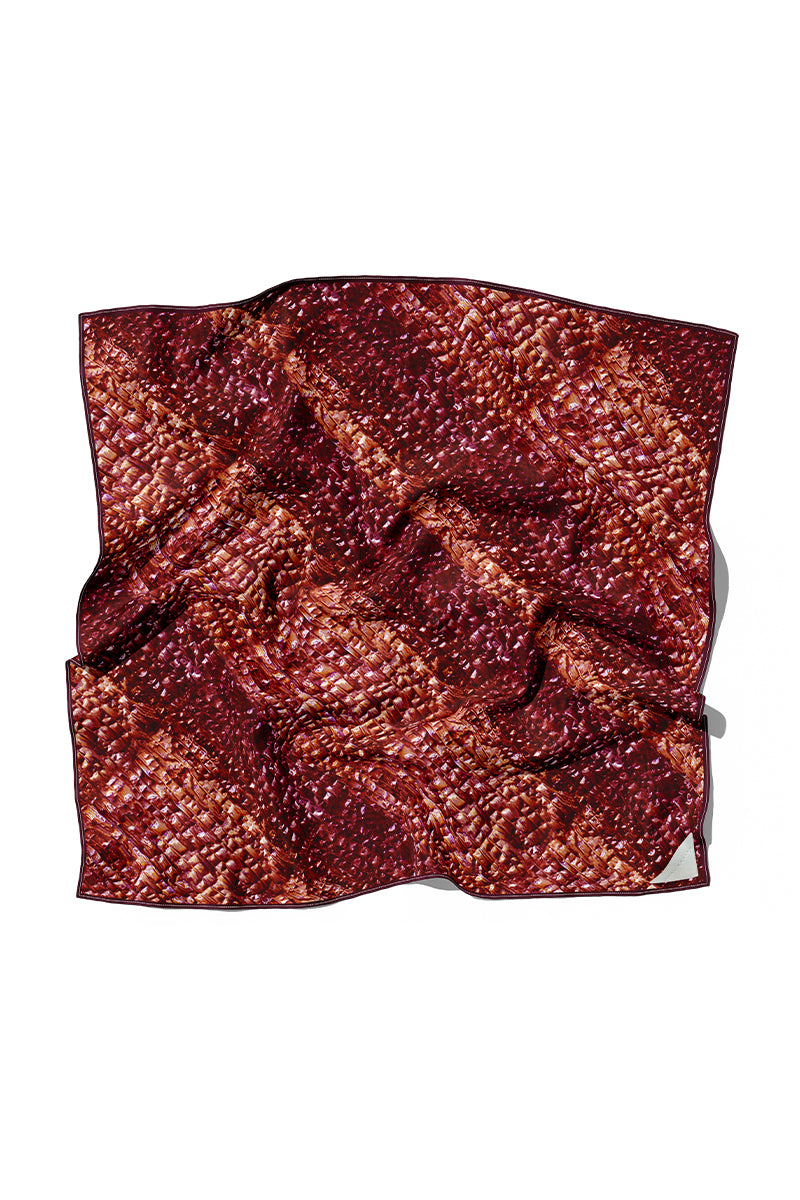 Bordeaux silk scarf by Amel Batita featuring a smooth, luxurious fabric and elegant drape, perfect for stylish accessories.