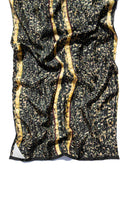Brown Brocot silk stole by Amel Batita, elegant scarf with intricate brocot pattern and luxurious fabric design.