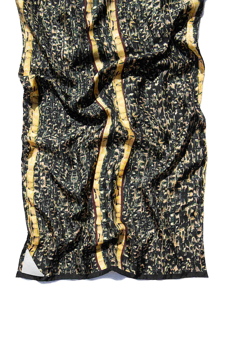 Brown Brocot silk stole by Amel Batita, elegant scarf with intricate brocot pattern and luxurious fabric design.