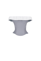 Gray and white bow corset bustier top by Stolen Stores featuring structured design and stylish details.