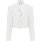 Nazlı Ceren Boxy satin cropped jacket in vanilla ice, featuring a sleek design and smooth satin fabric.
