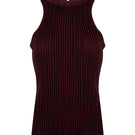 Wine red braided furrows top by MAZ Manuela Álvarez, featuring textured stitching and a stylish, casual shirt design.