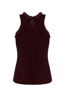 Wine red braided furrows top by MAZ Manuela Álvarez, stylish shirt with detailed braided design and comfortable fit.