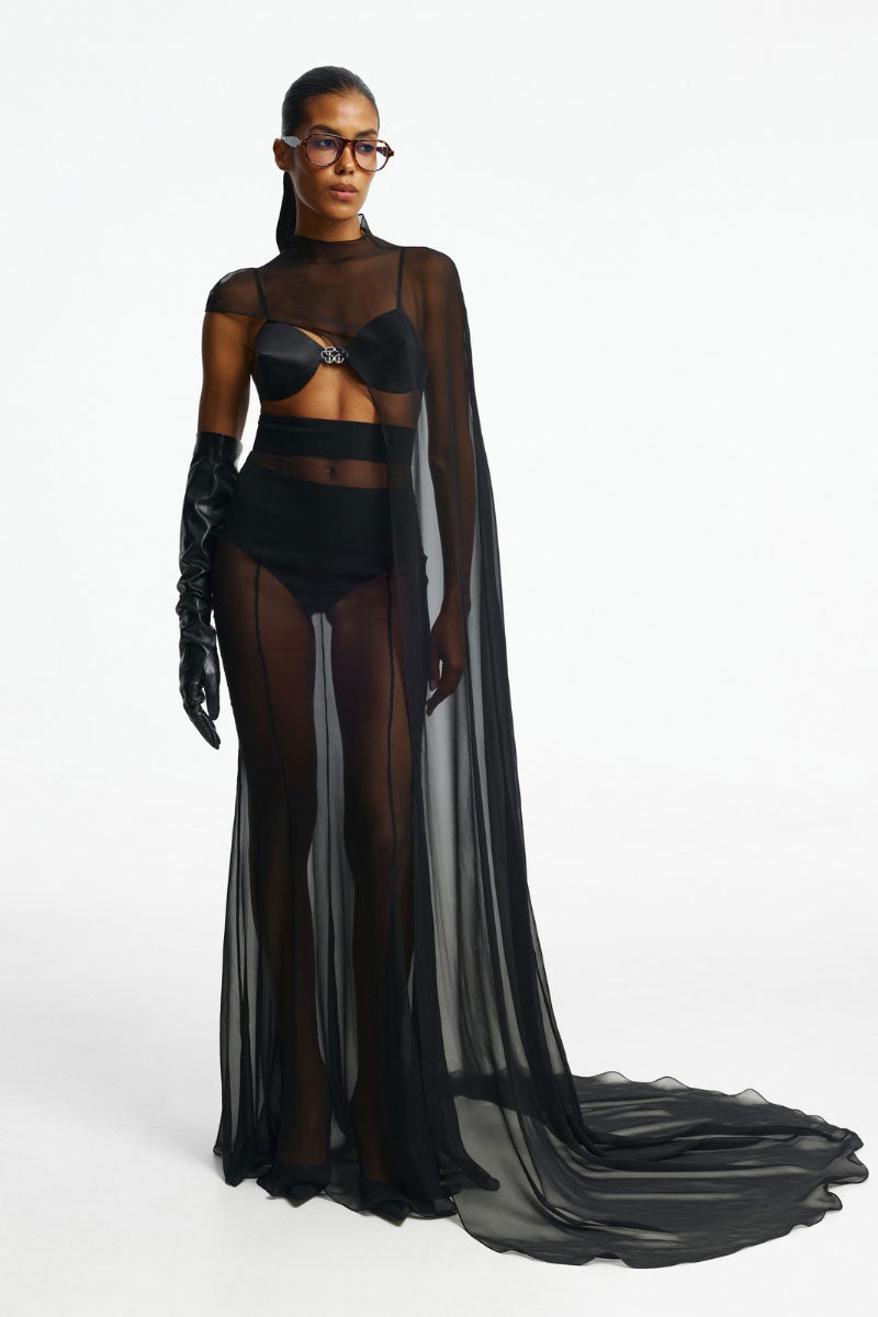 Black bralette from Santa Brands, stylish and comfortable women's tops, shown on a model with soft fabric and adjustable straps.