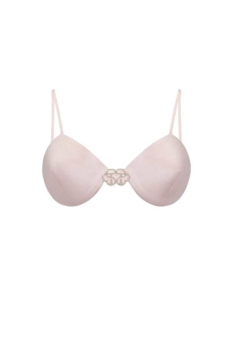 Blush SANTA BRANDS bralette top with delicate lace detail, soft fabric, and adjustable straps for a comfortable fit.