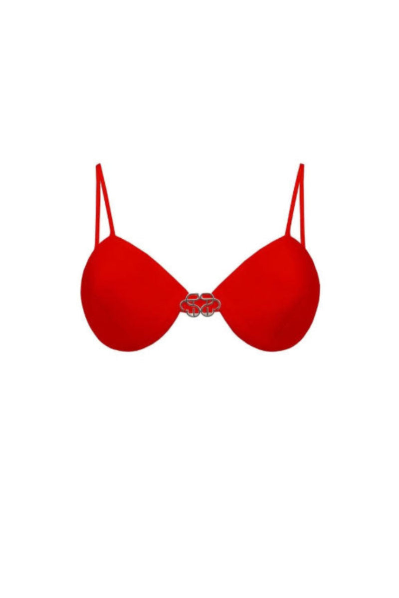 Red SANTA BRANDS bralette top with soft fabric and delicate straps, designed for comfort and style.