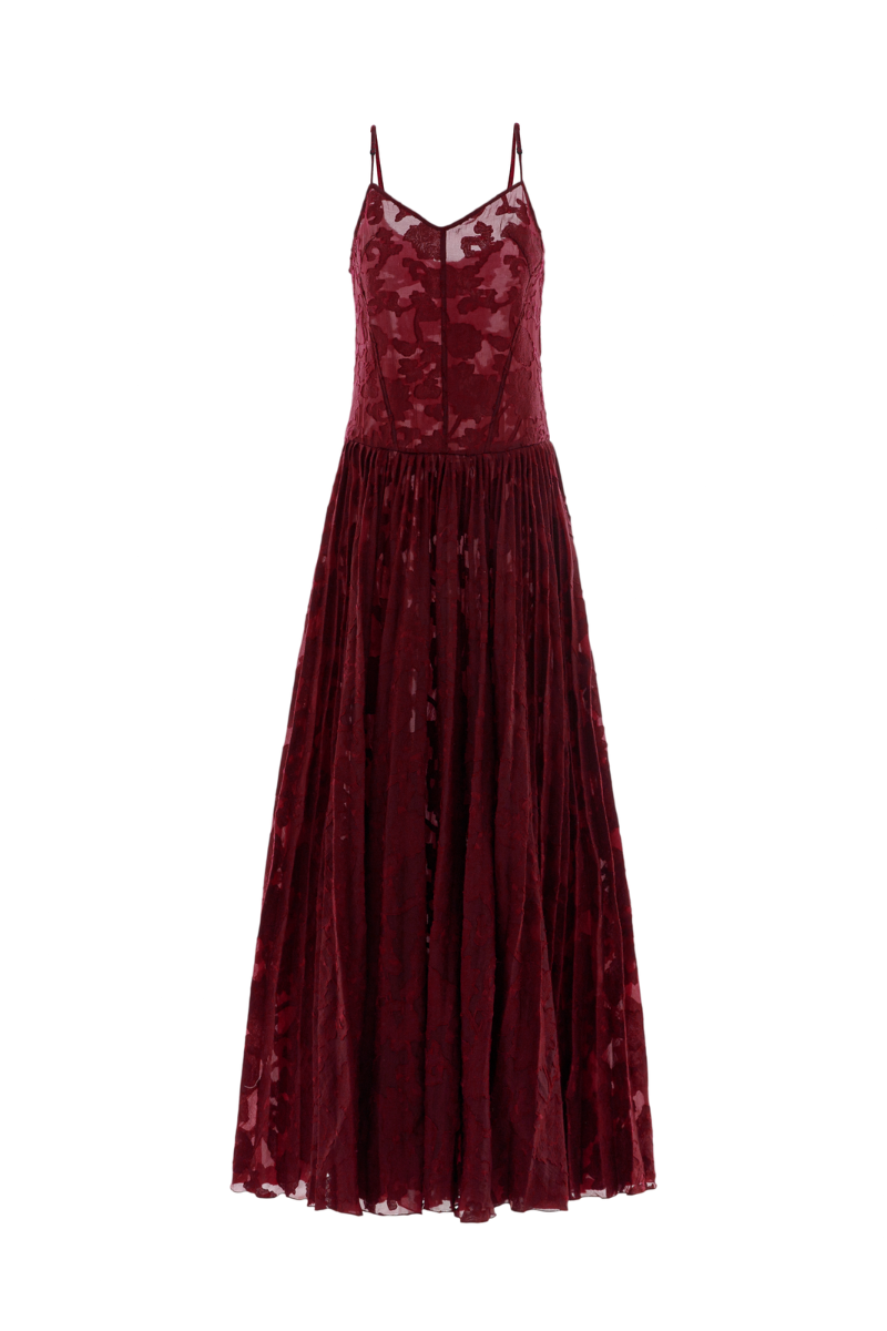 BRITTANY FLARED CAMISOLE BROCADE ORGANZA MAXI DRESS - CULT MIA