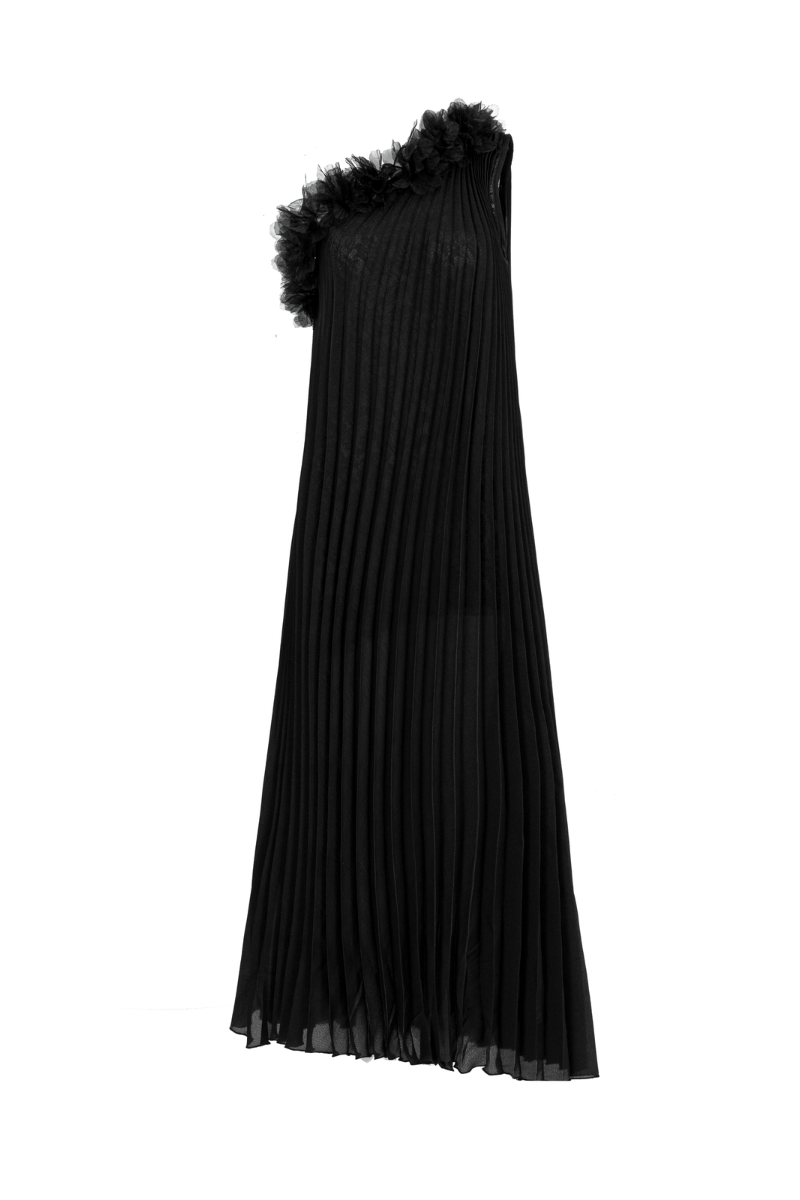 MARGUERITE TRAPEZOID PLEATED ORGANZA MAXI DRESS - CULT MIA