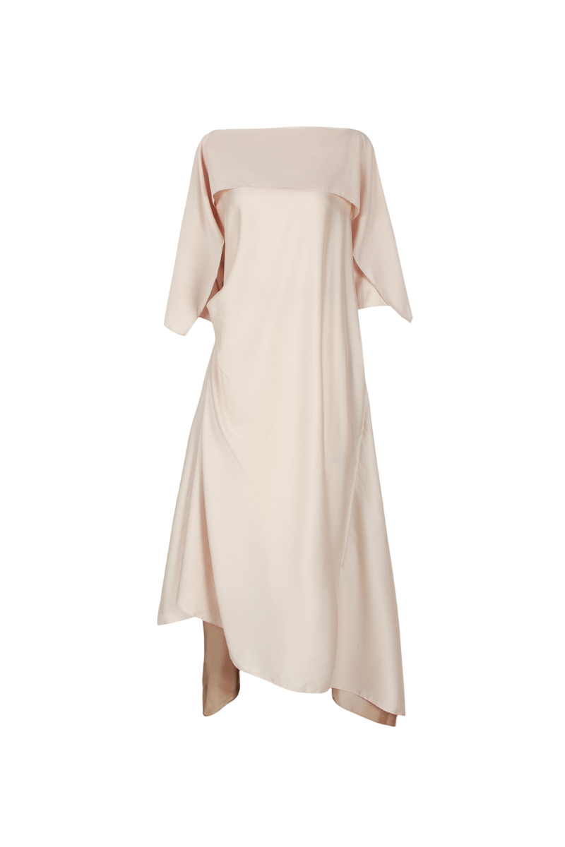 PACHECO STRAIGHT BOAT NECK SILK BLEND MIDI DRESS - CULT MIA