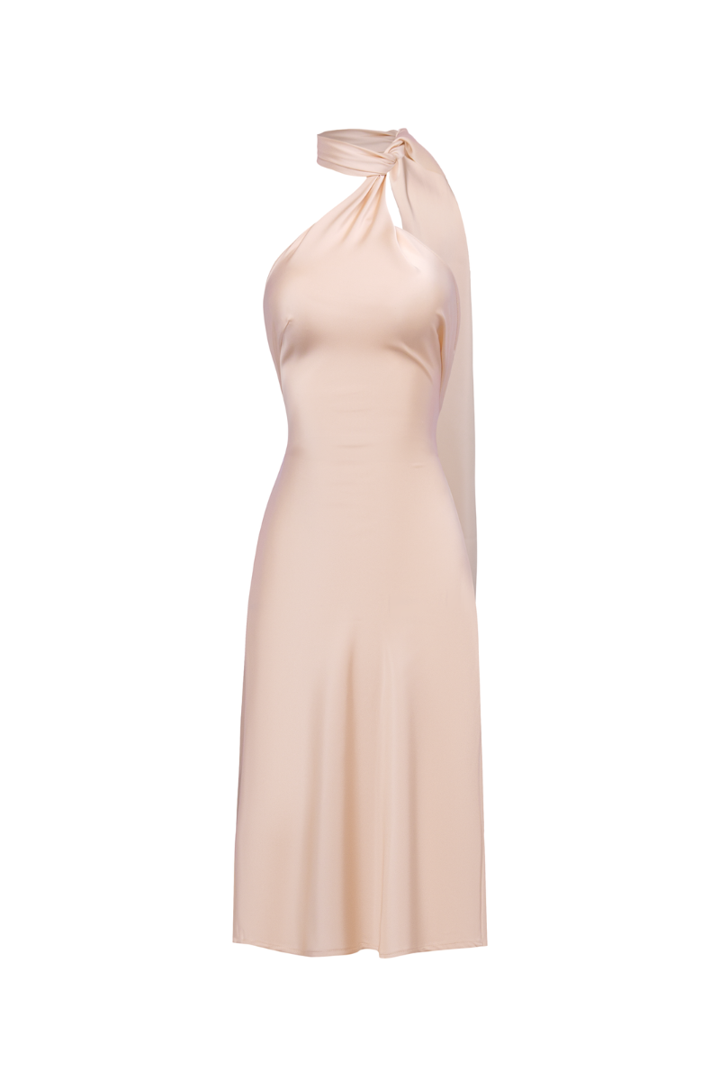 GALINDO BODYCON SCARF NECK SILK BLEND MINI DRESS - CULT MIA