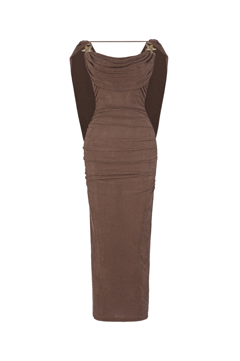 MAEVE BODYCON COWL NECK JERSEY MIDI DRESS - CULT MIA
