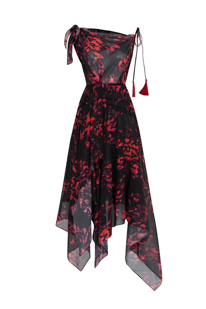 JESSICA A-LINE ASYMMETRIC SHOULDER MIDI DRESS - CULT MIA